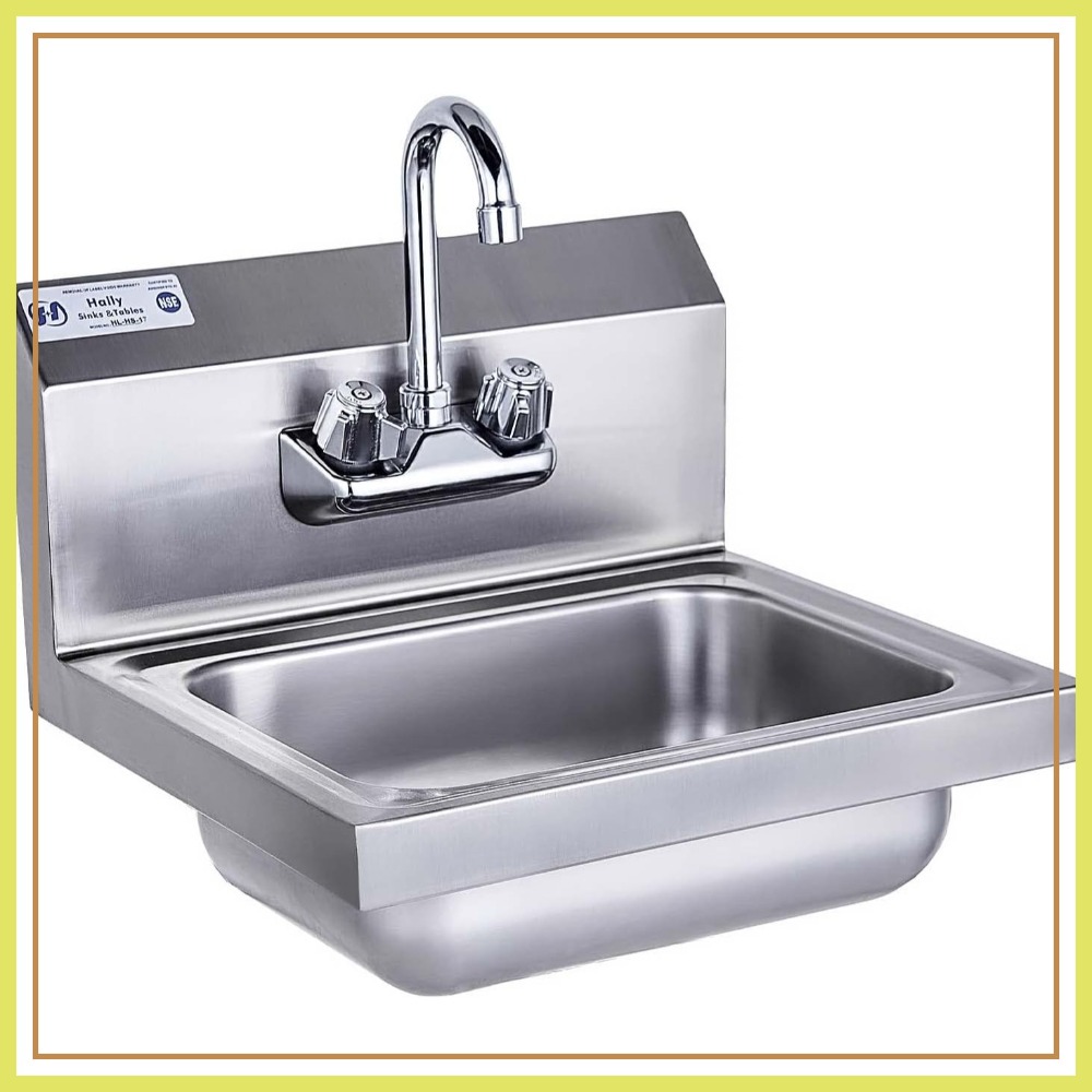 Commercial Kitchen Faucet - Commercial Wall Mount Hand Basin, 17x15