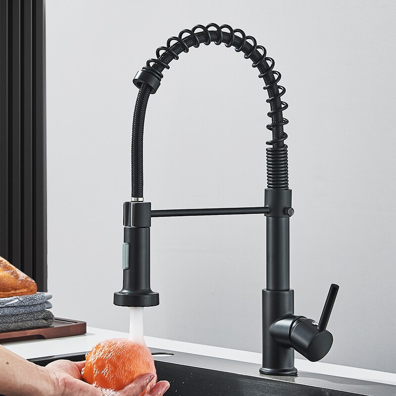 Commercial Kitchen Mixer Tap - Matte Black Pull Down Kitchen Faucet
