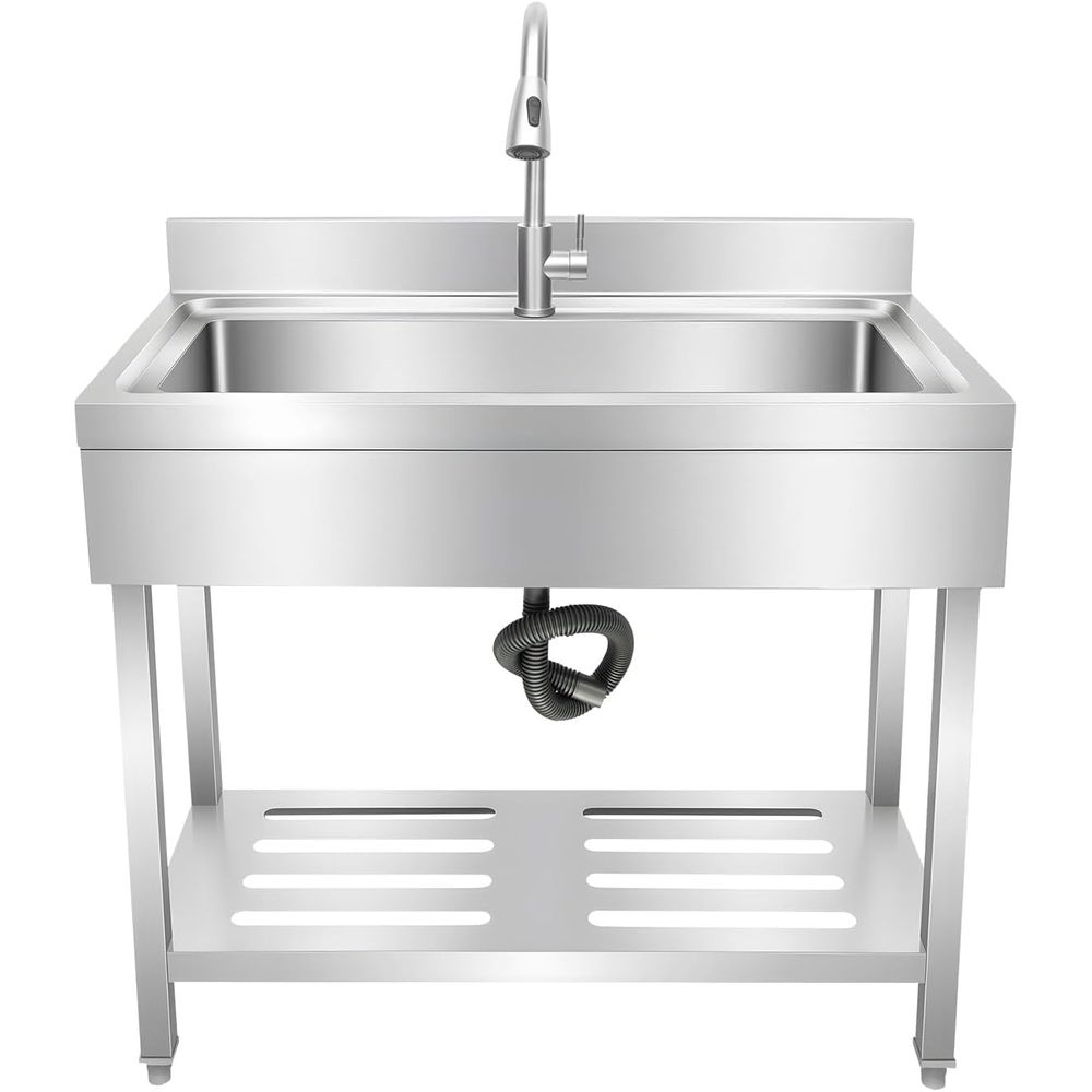 Commercial Kitchen Mixer Tap - Commercial Grade Stainless Steel Single Bowl