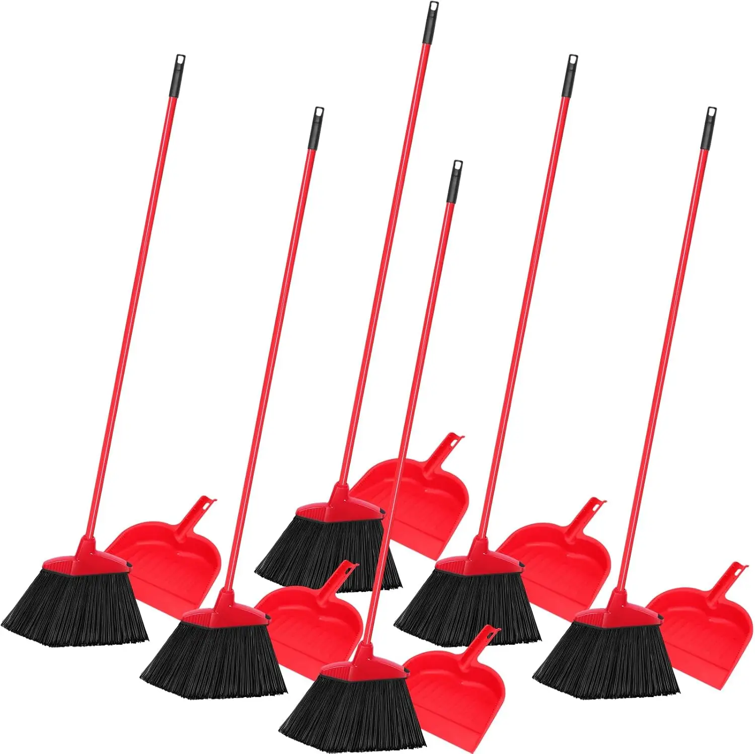 Commercial Kitchen Broom - Red 6 Piece Broom Dustpan Set