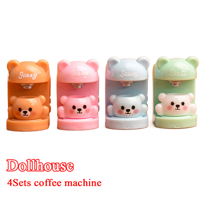 Commercial Espresso Machine - 4Set Resin Dollhouse Miniature Little Bear