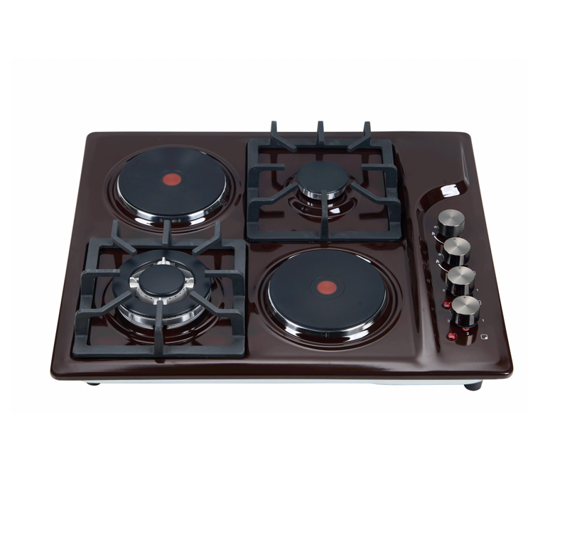 Commercial Kitchen Stove - 4 Burner Hybrid Cooktop - Gas