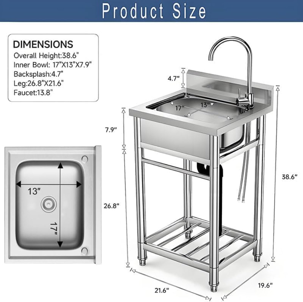 Stainless Steel Utility Sink w - Commercial Kitchen Faucet review and price