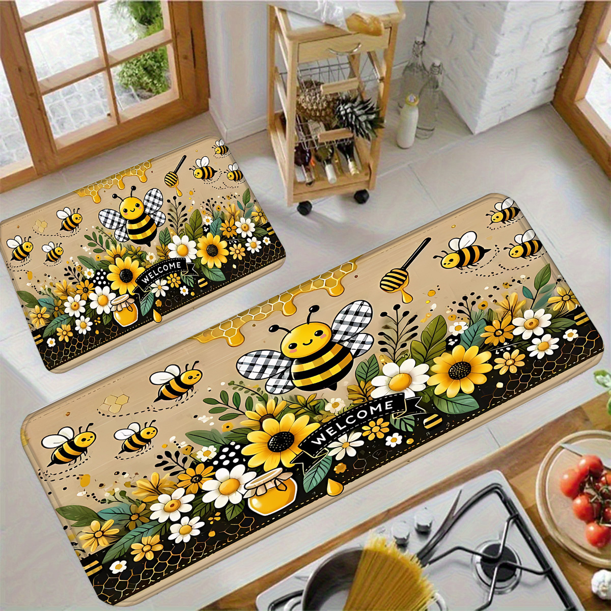 Bee Flower Kitchen Long Carpet - Commercial Kitchen Mats review and price