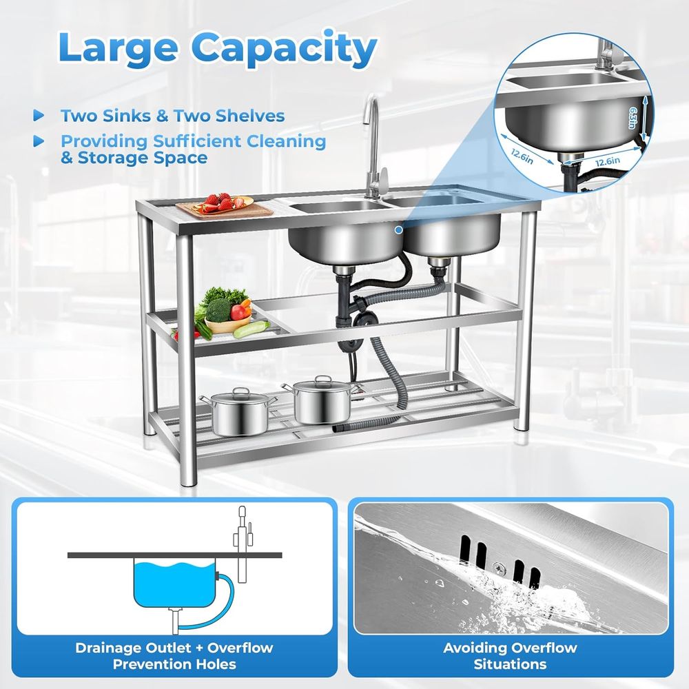 Commercial Stainless Steel Dou - Commercial Kitchen Faucet review and price