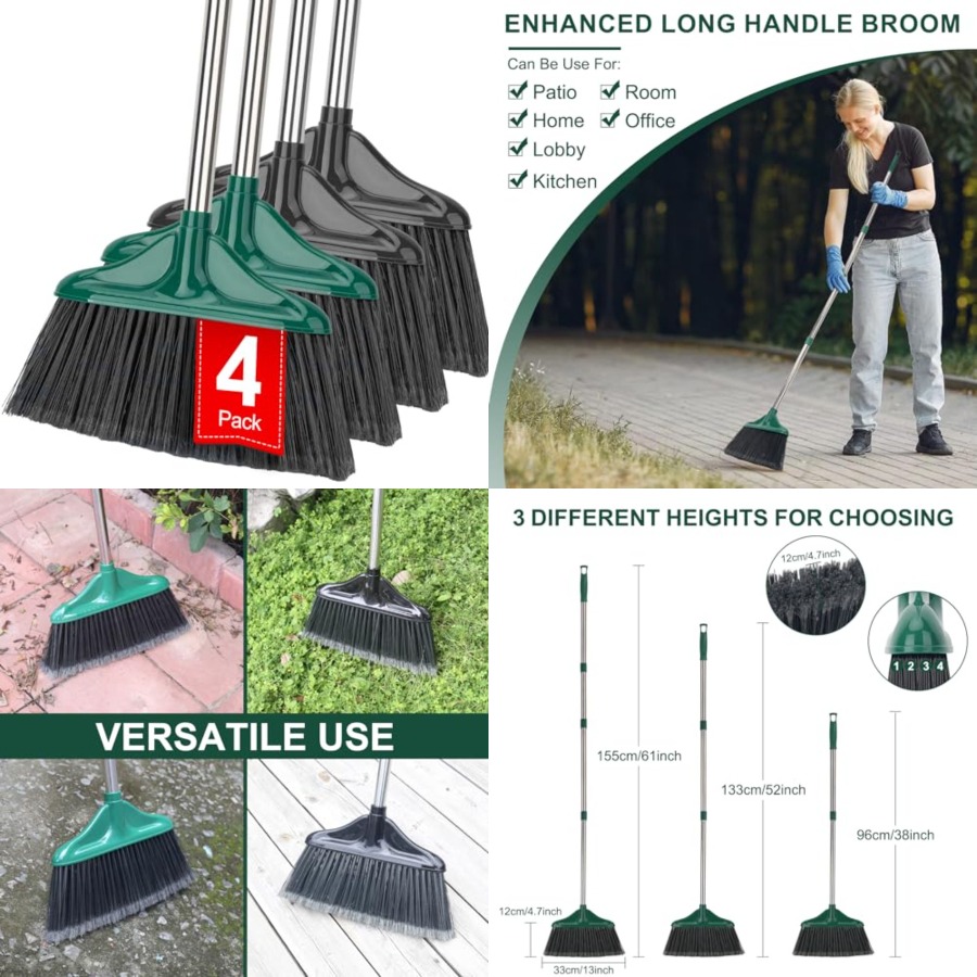 4 PCS Heavy Duty Broom Outdoor - Commercial Kitchen Broom review and price