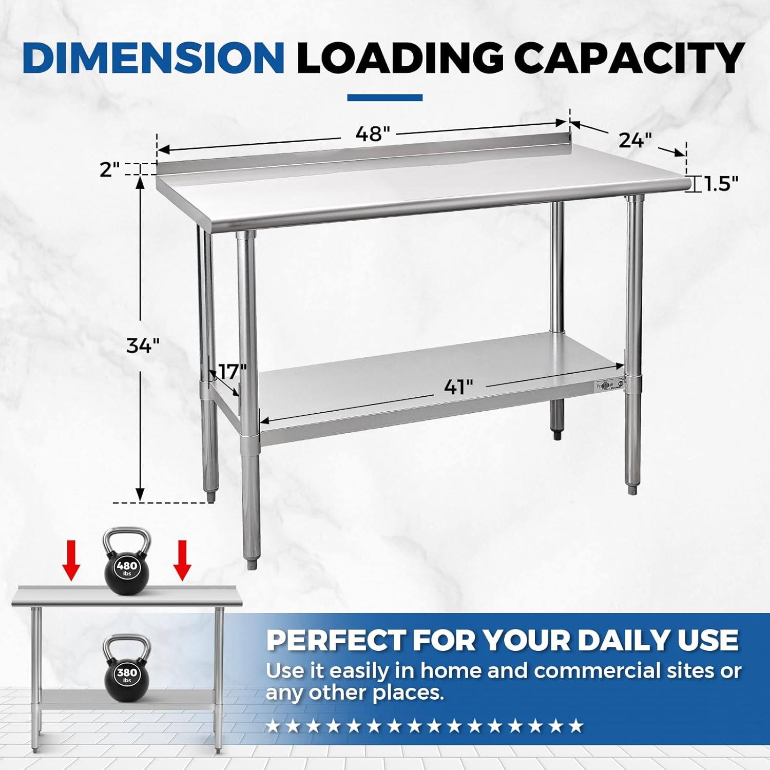 Stainless Steel Prep Table NSF - Commercial Kitchen Backsplash review and price