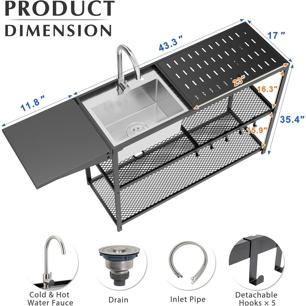 55 Stainless Steel Single Bowl - Commercial Kitchen Faucet review and price