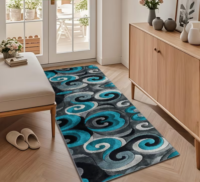 Turquoise Black Swirl Runner R - Commercial Kitchen Mats review and price