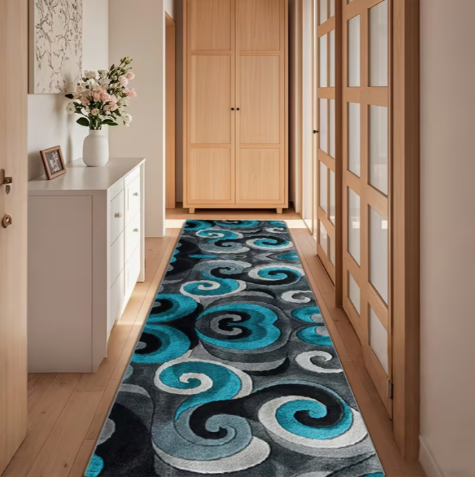 Turquoise Black Swirl Runner R - Commercial Kitchen Mats review and price