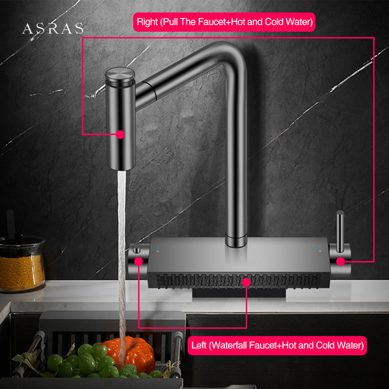 Black Brass Waterfall Faucet H - Commercial Kitchen Mixer Tap review and price