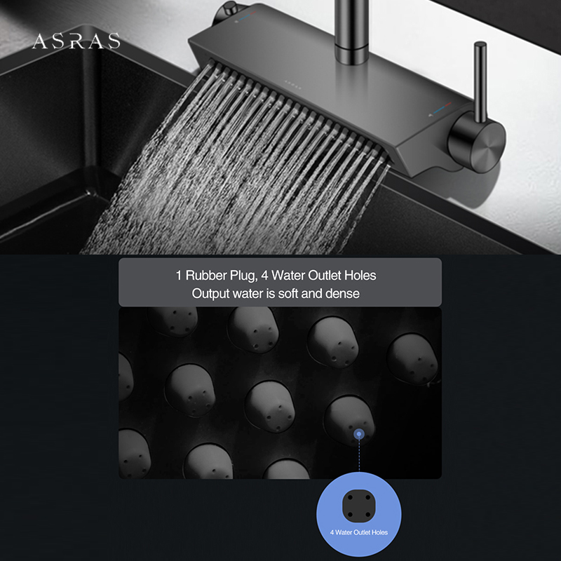 Black Brass Waterfall Faucet H - Commercial Kitchen Mixer Tap review and price