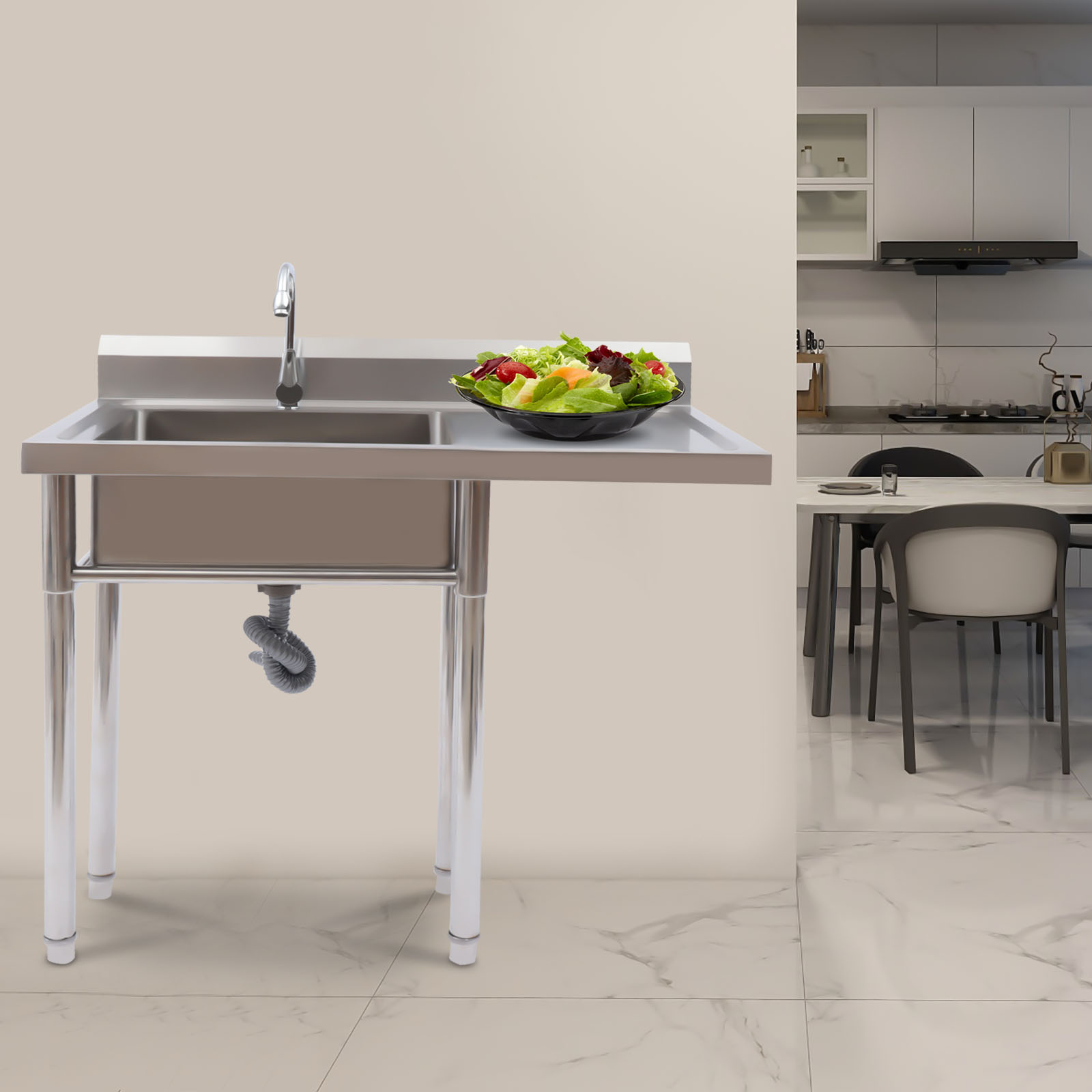 Stainless Steel Sink with Fauc - Commercial Kitchen Backsplash review and price