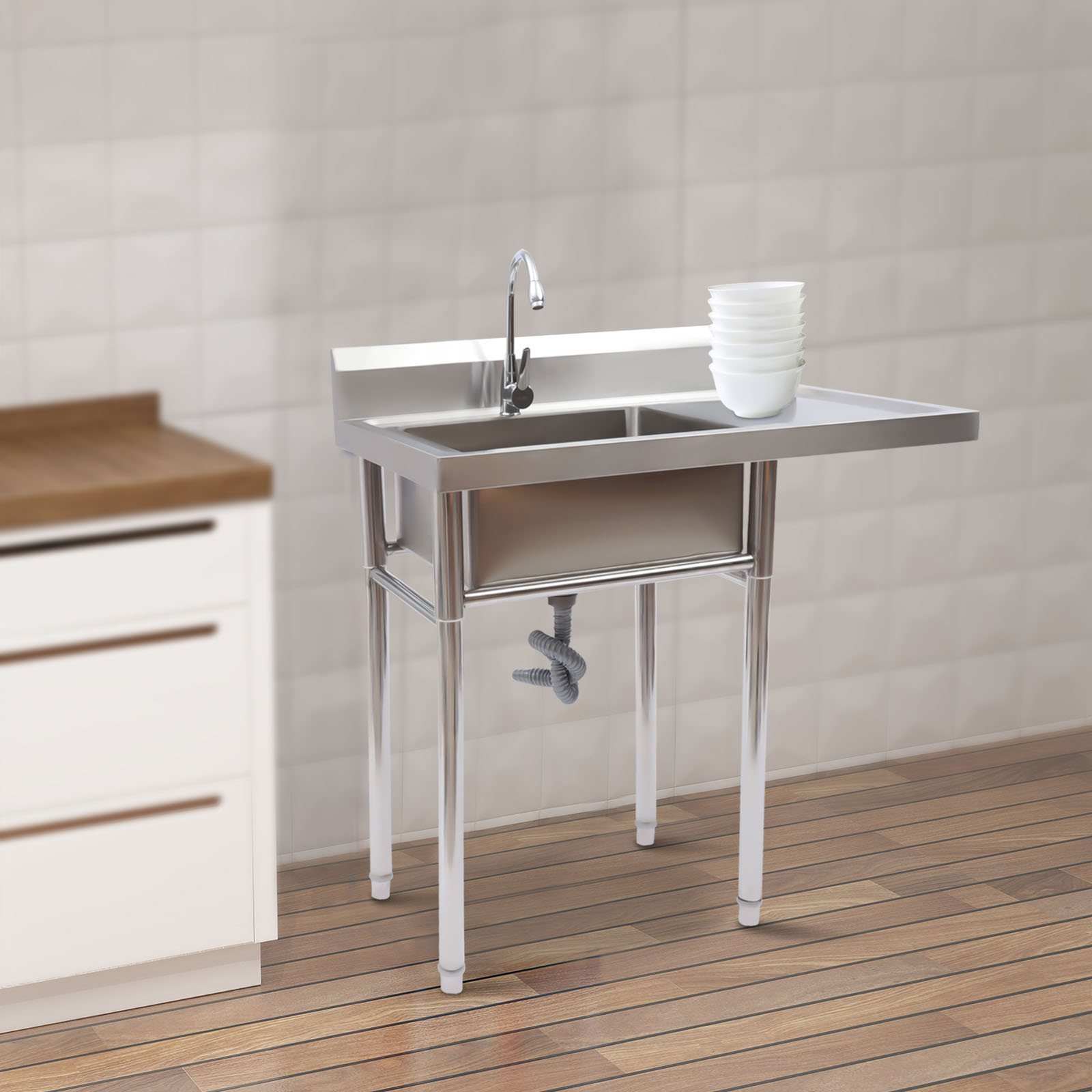 Stainless Steel Sink with Fauc - Commercial Kitchen Backsplash review and price