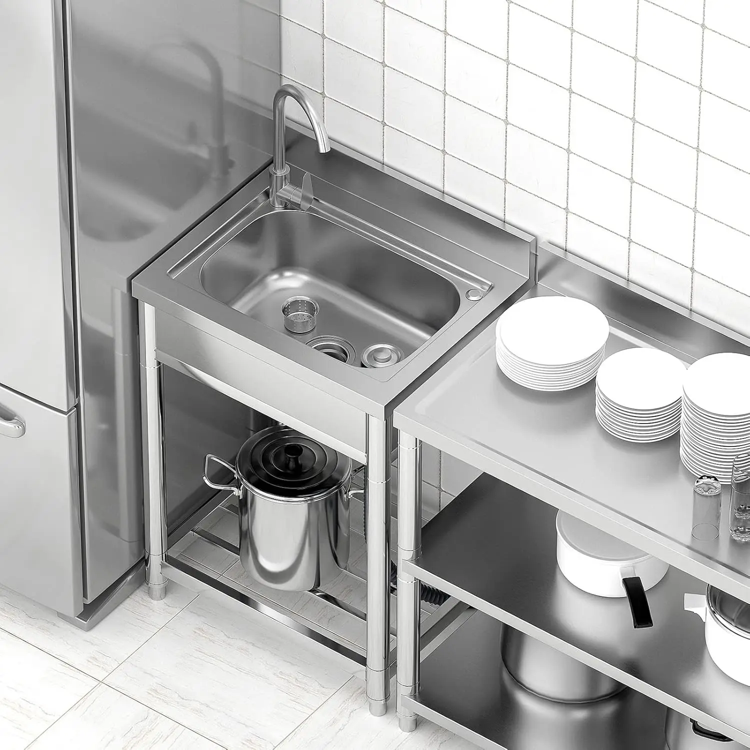 Free Standing Stainless-Steel  - Commercial Kitchen Faucet review and price