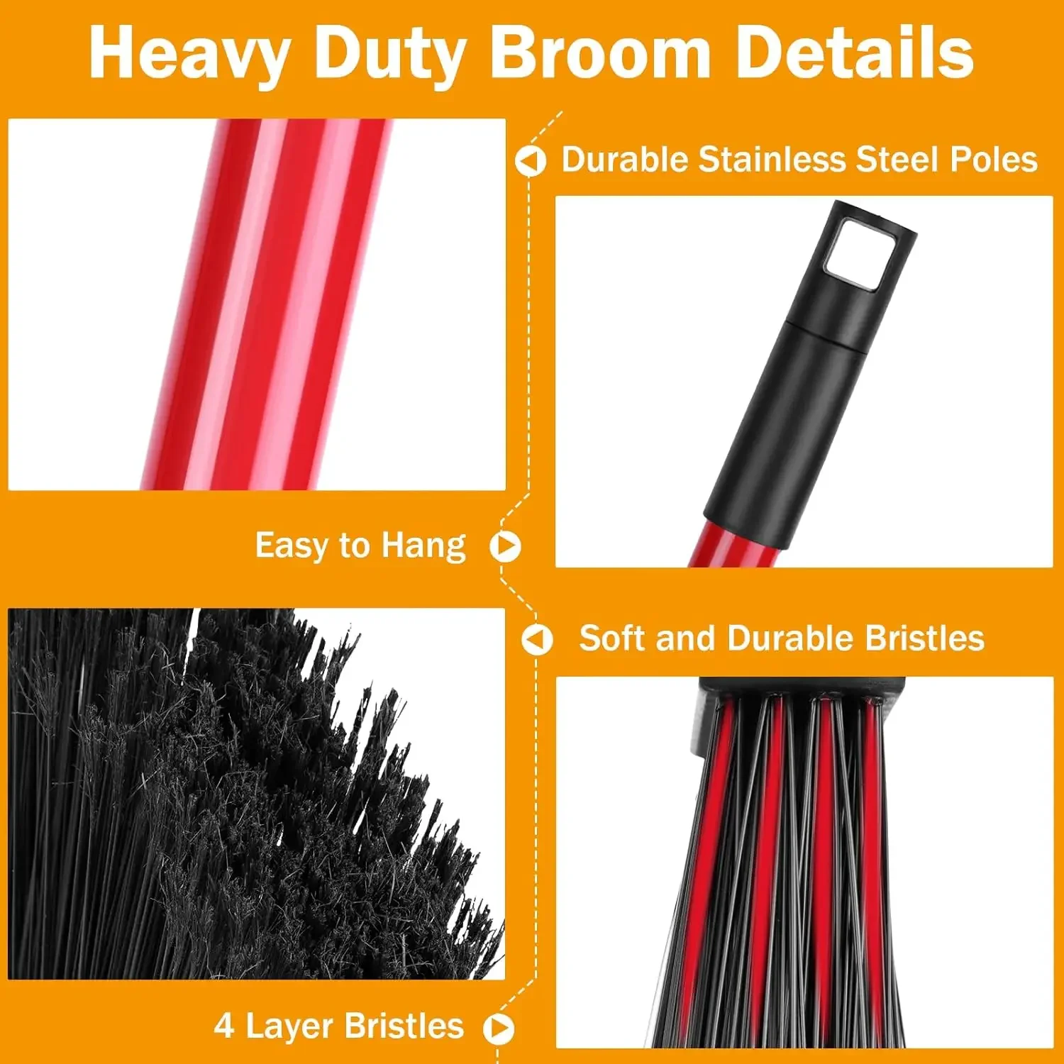 Red 6 Piece Broom Dustpan Set  - Commercial Kitchen Broom review and price