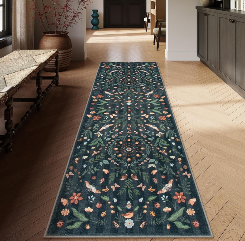 Elegant Dark Base Floral Long  - Commercial Kitchen Mats review and price