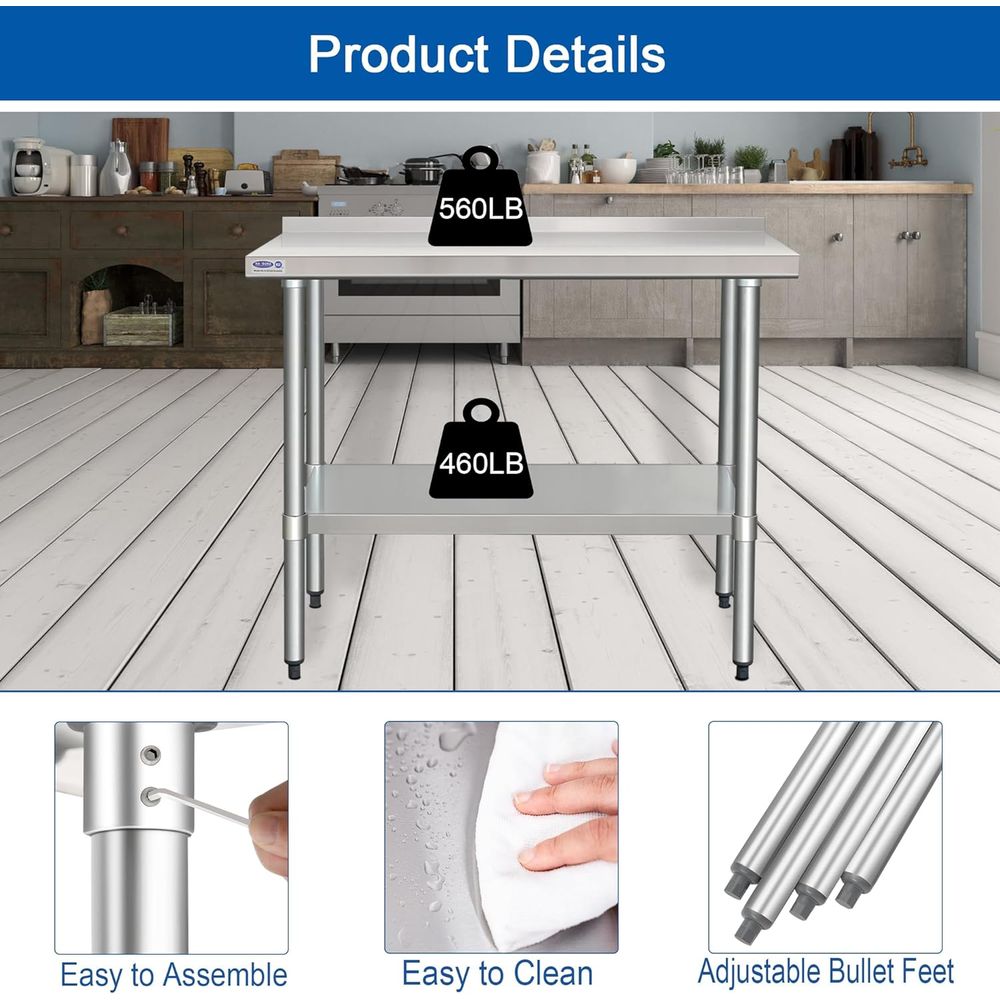 HARDURA StainlSteel Table with - Commercial Kitchen Backsplash review and price
